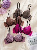 4Pcs Daily Lace Trim Women's Underwear Set Rhinestone Push up Underwire Bra Airy & Stylish Women Lace Lingerie Set