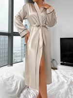 Long Nightgown Summer Thin Fashion Simple Home Wear Ladies Sexy Cardigan Bathrobe