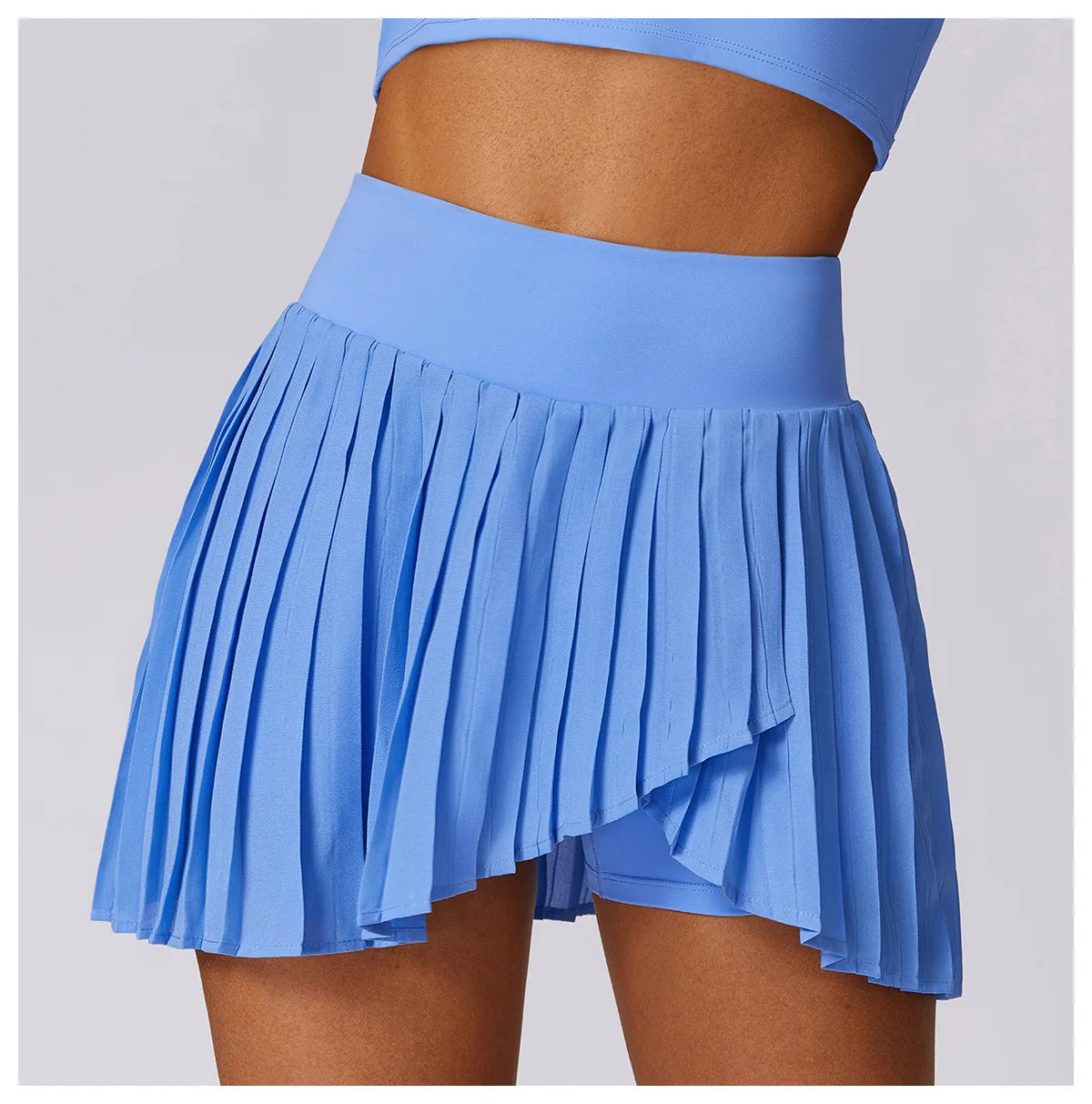 Sports Tennis Short Skirt Women's Summer Pleated Fake Two-piece Quick Drying Skort Fitness High Waist Pocket Yoga Running Skirts