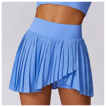 Sports Tennis Short Skirt Women's Summer Pleated Fake Two-piece Quick Drying Skort Fitness High Waist Pocket Yoga Running Skirts