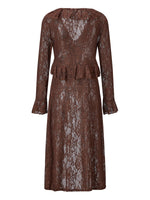 Women Casual Lightweight Floral Lace Ruffles Cover-ups Long Duster Summer Solid Color Tie Front Cardigan