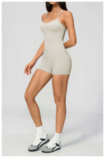 New Cross Back Yoga Jumpsuit Women Tight Sleeveless Hollow Out Sports One Piece Suit Butt-Lifting Shorts Fitness Bodysuits