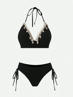 Vintage Black Starfish Shell Ornament Bikini Set 2026 Women Tassel Skirt 3 Piece Swimsuit Summer Bathing Suit Holiday Swimwear