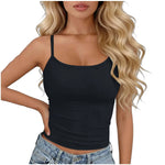 Womens Basic Spaghetti Strap Cami Top Slim Fit Backless Crop Top Summer Solid Color Casual Sleeveless Top Streetwear Y2k Clothes