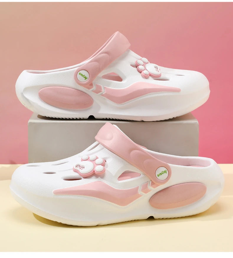 2026 Summer Sandals For Women Platform Shoes Thick Sole Cute DIY Paw Girls Street Beach Slippers Soft EVA Female Fashion Clogs