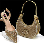 doershow Italian Shoes And Bag Sets For Evening Party With Stones Italian Leather Handbags Match Bags!HFG1-21