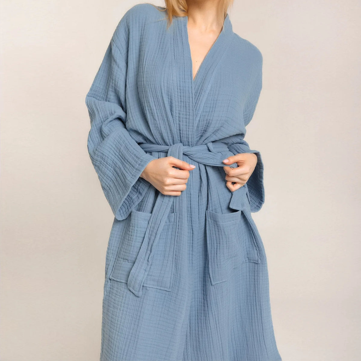 New Autumn Long Sleeve Crepe Cotton Loose Nightgown Comfortable Home Hotel Bathrobe Loungewear European American Style 2026