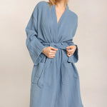 New Autumn Long Sleeve Crepe Cotton Loose Nightgown Comfortable Home Hotel Bathrobe Loungewear European American Style 2026