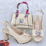 Doershow beautiful Italian Shoe and Bag Set New Shoes and Bag Set In Italy pink Color Italian Shoes with Matching Bags HFG1-23