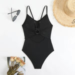 2025 New Brown Bodysuit One Piece Swimsuit Women Thong Swimwear Sexy Backless Bathing Suit Woman Monokini Beach Wear Black White