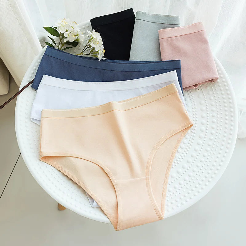 3Pcs/Set Women Cotton Panties High Waist Soft Stretch Briefs Female Underpants Solid Color Comfort Underwear Sexy Lingerie S-L