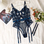 Toucheart Lace Sexy Skinny Babydoll Bodysuit Embroidery Erotic Private Adult Suit Solid Color Patchwork High Waisted Sexy Set