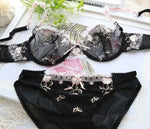 MOYISU Pure Sexy French Ultra-thin Underwire Large Size Bra Set Fat Mm Big Chest Small D Cup Bra Thin Lace Underwear Women