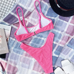 New Sexy Wrinkled Crinkled Bikini Female Swimsuit Women Swimwear Two-Pieces Bikini Set Mid Waist Bather Bathing Suit Swim V3032P