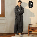 Men's and Women's Styles Winter Bathrobe Long Sleeve Warm Turn Down Collar Fluffy Bath Robe with Sashes Solid Fleece Gown 2025