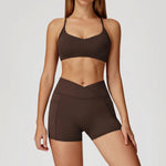 Women's Yoga 2-Piece Hip Lifting Tight Fitting Naked and Beautiful Back Set Outdoor Sports and Leisure Running Fitness Suit