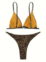 2024 Micro Leopard Bikini Women High CutBandage Push Up Swimsuit Sexy Bathing Suit Padded Thong Swimwear,summer Beach Vacation