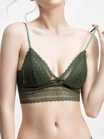 Low Back Bra for Women Deep V Low Cut Backless Bralette floral triangle wire free bralette French underwear