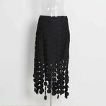 Dot Solid Minimalist Casual Skirt For Women High Waist Patchwork Zipper Irregular Hollow Out Skirts Female Fashion New OPM8