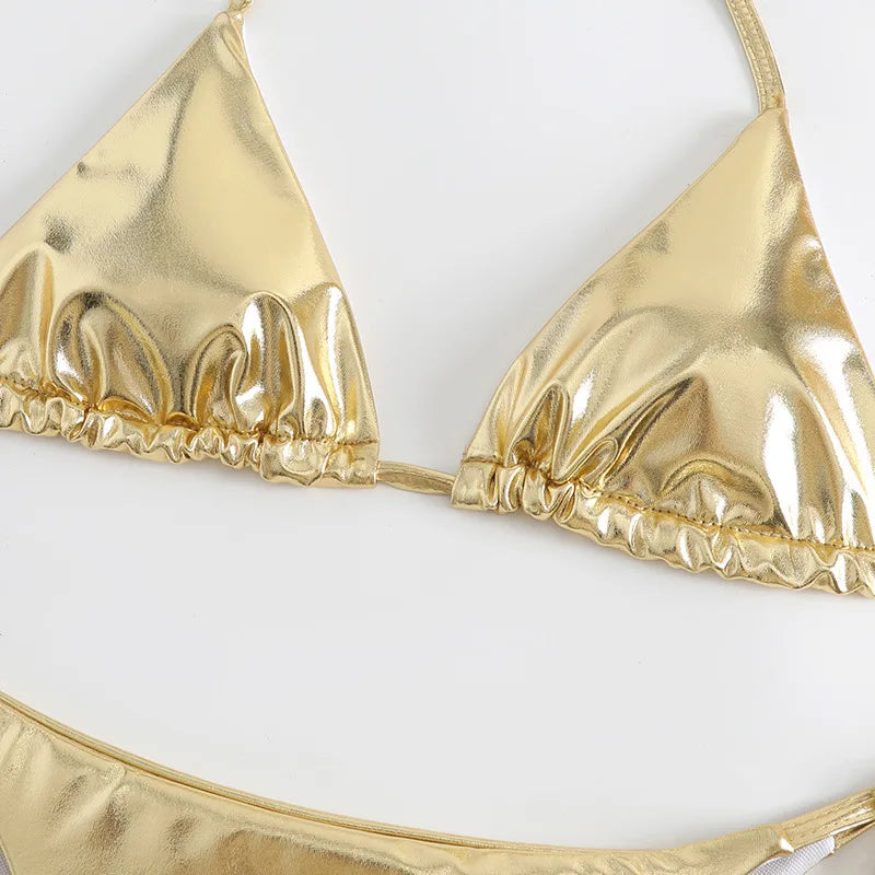 Sexy Gold Silver Red Strings Bikini 2024 Women Swimsuit Female Swimwear Thong Bikinis Set Brazilian Beach Bathing Suit Biquini
