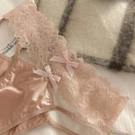 Cross Belt Lace Transparent Sexy Underpants Women's Low Waist Mesh Hollowed Bow Panties Cotton Breathable Briefs Lingerie