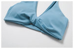 Women's Nylon Sports Bra Halter Sports Underwear Front Twist Naked Feel Sexy Yoga Gym Push Up Workout Padded Bralette Bathsuit