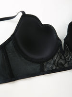 Sexy Lace Women's Bra with Patterned Engraved Cups Deep V Minimizer Bra Underwire Push-Up Stylish Ladies Intimate Underwear