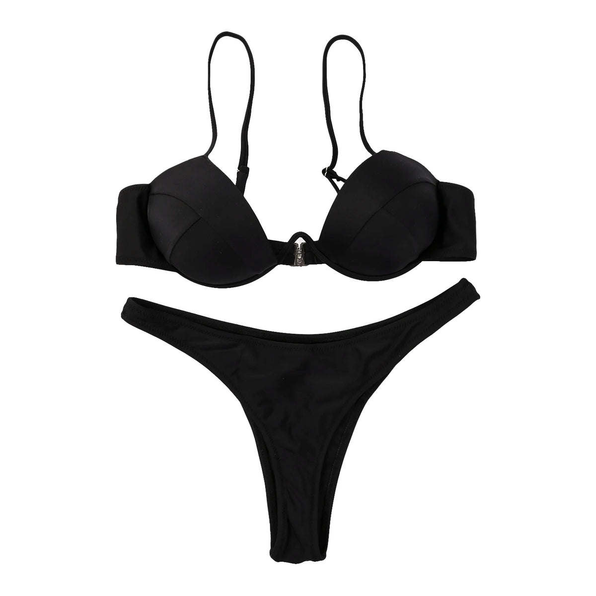 Women Push Up Two Piece Bikini Swimsuits Solid Color Bra Padded Swimwear Bathing Suit