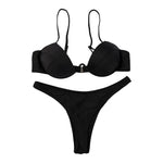 Women Push Up Two Piece Bikini Swimsuits Solid Color Bra Padded Swimwear Bathing Suit