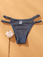 Love Letter Print Women Briefs Mesh Transparent Ring Buckle Adjustable Hollow-out Underwear Low-waist Panties String Lingerie