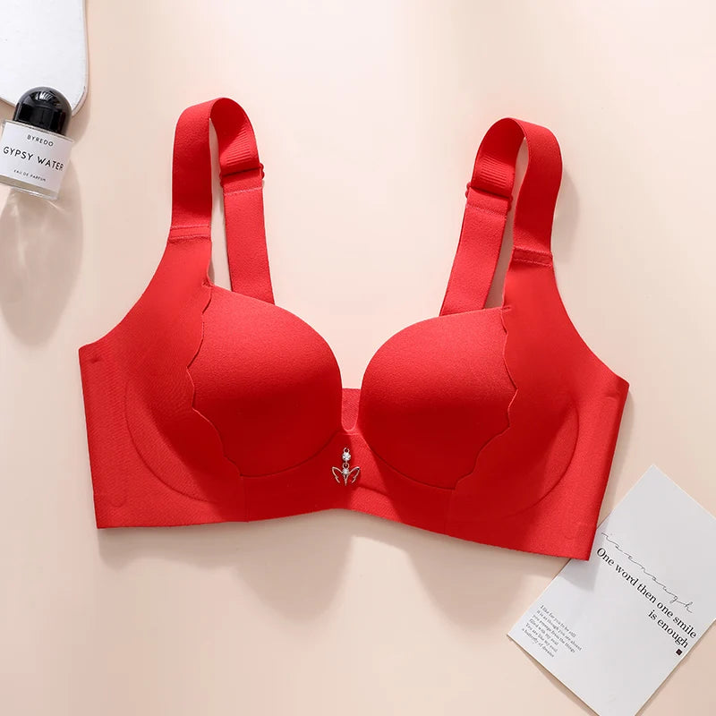 Plus Size Bra Sexy Lingerie Thick Cup Bras for Women Solid Padded Underwear Push Up Brassiere Femme Wireless Bra invisible bra
