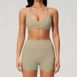 New Tight Yoga Set Women Breathable Quick Drying Sports Bra High Waist Shorts Fitness Suit Outwear Leisure Workout Gym Tracksuit