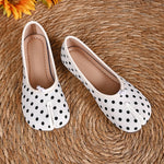 Women Tabi Split Toe Polka Dot Ballet Flats Bow Decor Slip On Soft Sole Lightweight Retro Casual Daily Walking Shoes