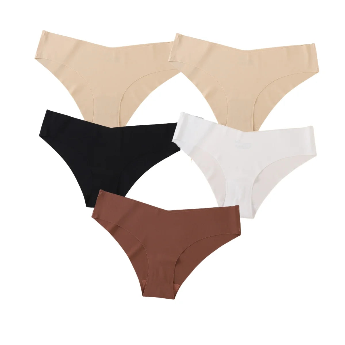 5Pcs/Set Women Panties Seamless Classic Briefs Female V-waist Underpants Soft Ice Silk Panties Sexy Lingerie Low-Rise Underwear