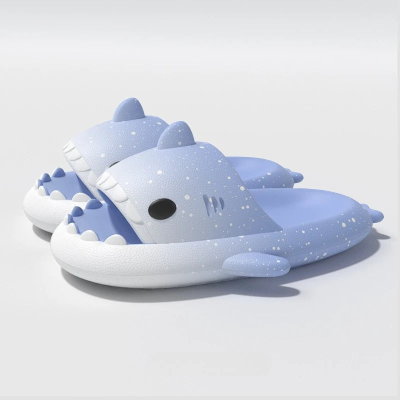 Cute Cartoon Shark Slippers For Women Men Gradient Color Summer Platform Shoes Night Glowing Style Couples Home Street Slides