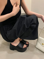 8cm Wedge Sandals Women Slippers Summer White Platform Shoes Casual Wedges Heels Black Sandalias Mujer 2026
