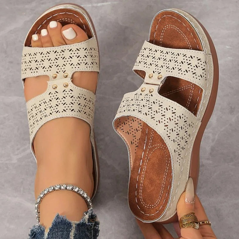 Ladies Shoes Open Toe Women's Slippers Fashion Outdoor Casual Summer New Plus Size Light Comfortable Flat Slippers 2026 New