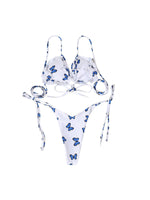 Trendy Women s Two-Piece Swimsuit Stylish Floral Butterfly Geometric Camouflage Print Bikini Set with Lace-Up Back Detail
