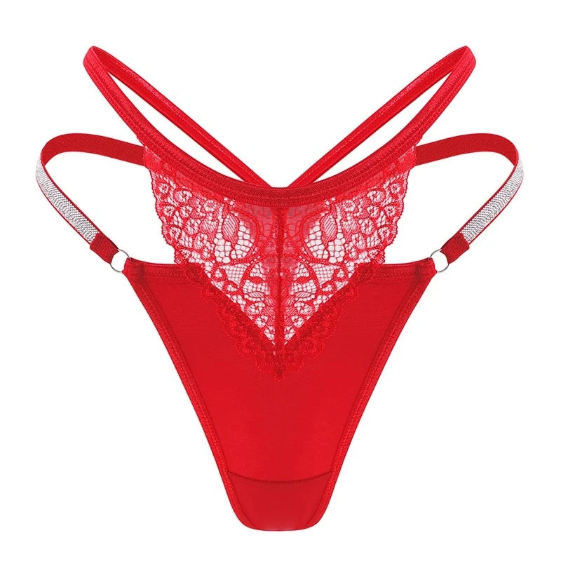 1pcs Red Female Underwear Elegant Lady Thongs Sexy Women G-string Low Rise Fashion Sexy Lingerie Erotic Silver Satin Panty