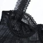 Toucheart Sexy Mesh Patchwork Embroidery Jumpsuit For Women Lace Sling Underwear Solid Color Sexy See-Through Backless Jumpsuit