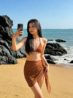 Summer Vacation Bikini Beach Skirt Women Beach Swimming Chiffon Skirt Lightweight Scarf Beach Swimsuit Hoodie Strap Design Sexy
