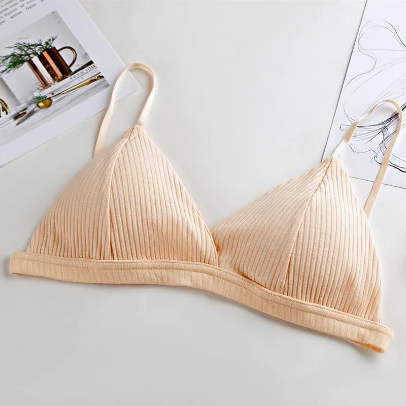 2Pcs/Set Cotton Bras For Women Push-Up Brassiere Sexy Lingerie Female Wire Free Seamless Underwear 1/3 Cup Padded Bralette