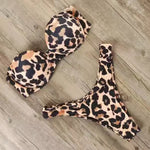 Leopard Ruffled Bra Cup Bikini 2025 Women Bandeau Swimsuit Female Swimwear Two Pieces Bikini Set Push Up Bathing Suit Swim Lady
