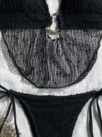 Sexy Black Mesh Draped Neckline Bikini Set 2026 Women Metal Circle Push Up Bra Triangle Swimsuit Bathing Suit Holiday Swimwear