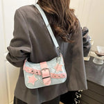 Fashion Women's Handbags Denim Stars Pattern Cool Girls Underarm Bag Female Small Shoulder Hobo Bags Chain Tote Bag