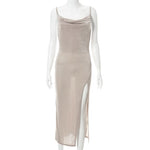 Elegant Sexy Evening Party Dress for Women 2022 New Midi Long Bodycon Slip Dresses Summer Thigh Split Vestidos De Fiesta