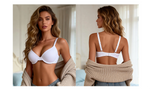 White Swim Fabric Underwire Bra for Women Plus Size Lightly Padded Adjustable Straps 4 Hook Closure Everyday Bra