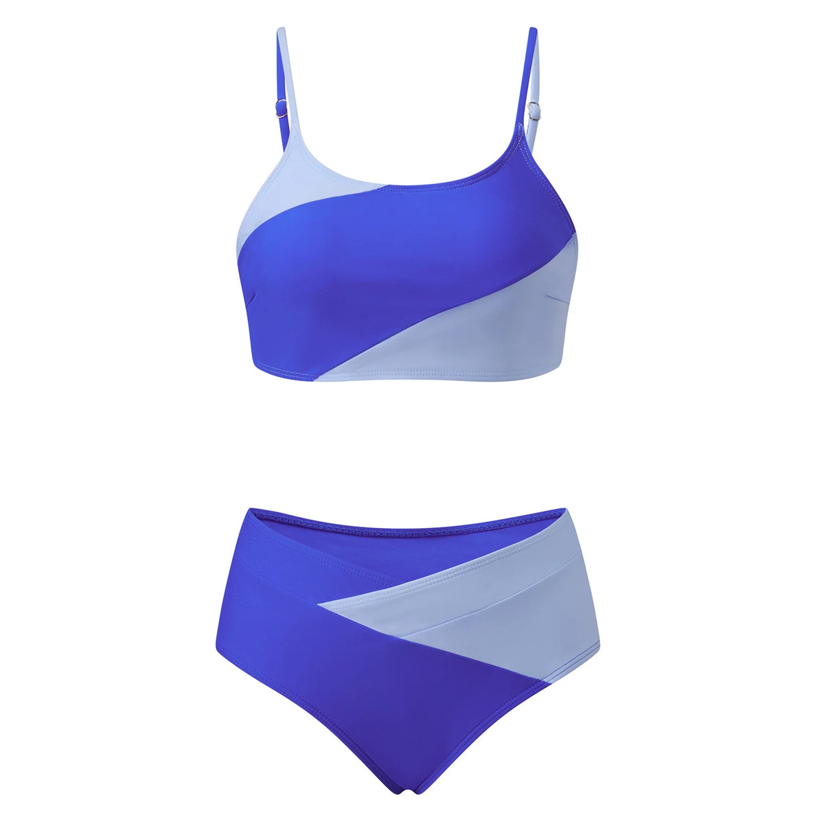 Women's Two Piece Bathing Suits Sleeveless Contrast Color Cami Tops High Waist Thong Sets Summer Holiday Bikini Sets