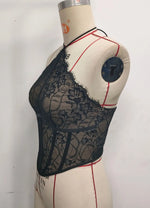 Sexy Chinese Style Fishbone Corset Top Women Chic Black Double-layer Lace Slimming Buckle Suspender Club Daily Camis Vest