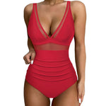 2024 Sexy One Piece Swimsuit Women Mesh Strappy Plunge Swimwear Tummy Control Bathing Suits Beach Wear Monokini Swimming Suit